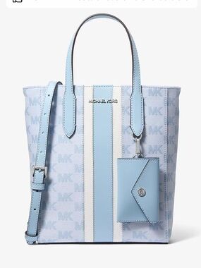 NWT Michael Kors Vincent Small Logo Jacquard Tote Bag Purse with Card Case